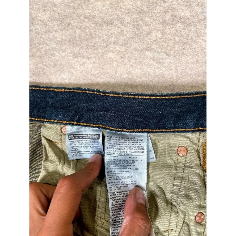 Levis 501 Original Fit Jeans Mens 38x34 Blue Denim Cotton Dark Wash Straight Leg